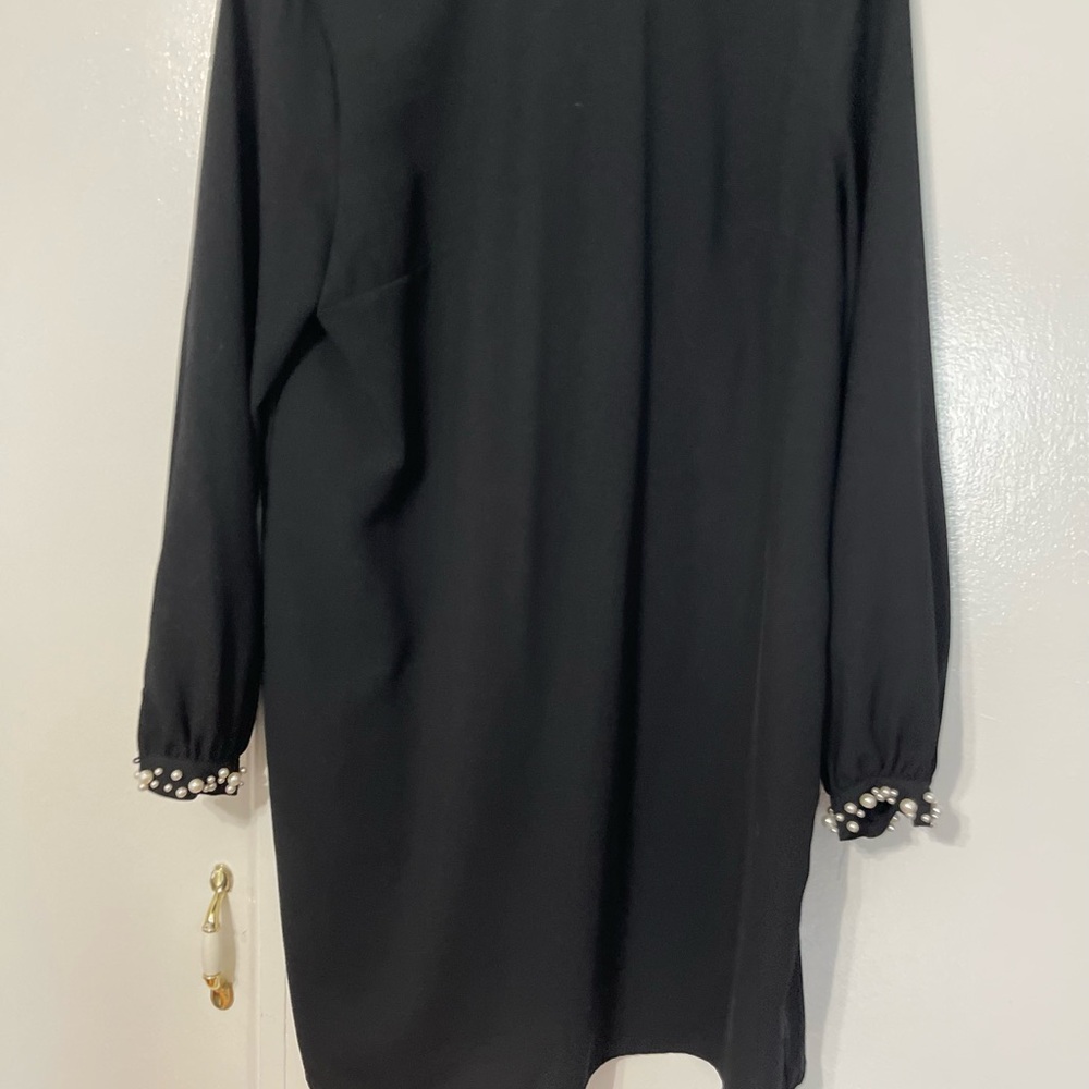 H&M Black Mini Dress with Pearl Cuffs